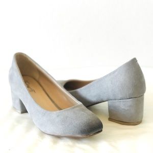 Comfortable Square Toe Suede Heels